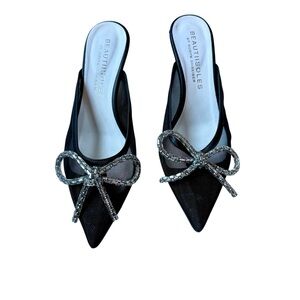 Beautiisoles by Robyn Schreiber Heeled Mules Crystal Bows